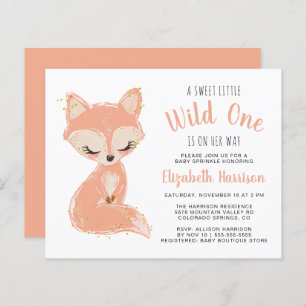 Boho Fox Terracotta Baby Girl Sprinkl Invitation