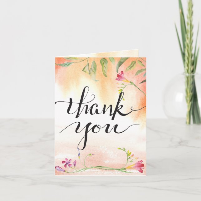 Boho Freesia Pink Pop Calligraphie Merci (Devant)
