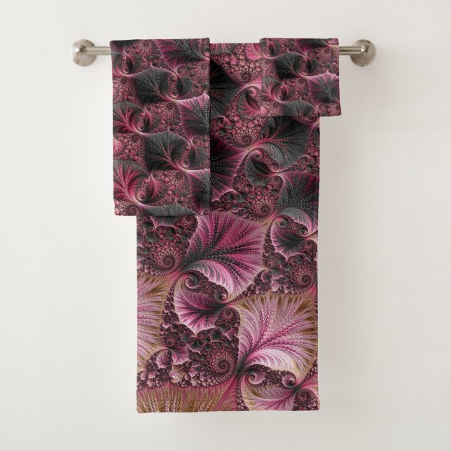 Boho Funky Eclectique Rose Noir Abstrait Fractal (En situation)