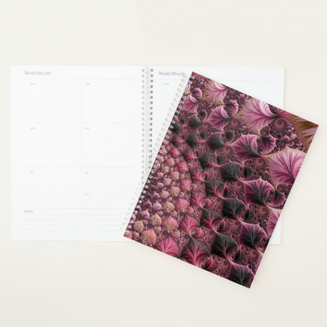 Boho Funky Eclectique Rose Noir Abstrait Fractal (Devant avec enveloppe)