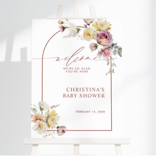 Boho Garden Rose Fleurs Baby shower Affiche de bie
