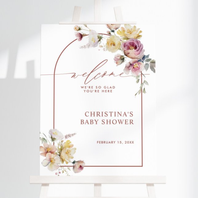 Boho Garden Rose Fleurs Baby shower Affiche de bie (Créateur téléchargé)