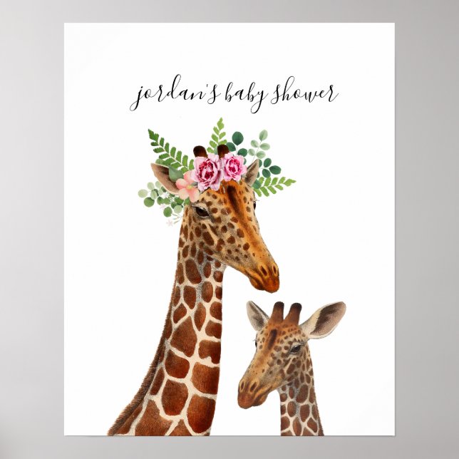 Boho Giraffe Mama + Poster du Baby shower (Devant)