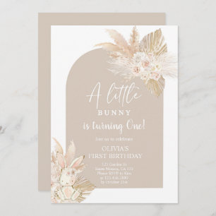 Boho Girl Bunny Rabbit Anniversaire Invitation