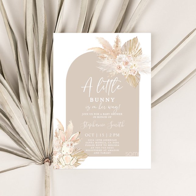 Boho Girl Bunny Rabbit Baby shower Invitation (Créateur téléchargé)