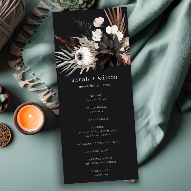 Boho Gothic Rust Black Botanical Wedding Programme (Créateur téléchargé)