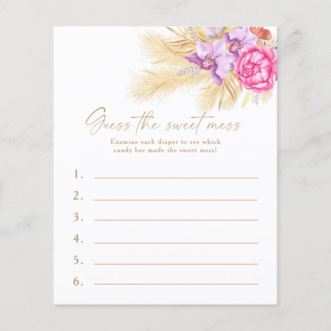 Boho grass - Devinez le jeu de Baby shower de la d (Devant)