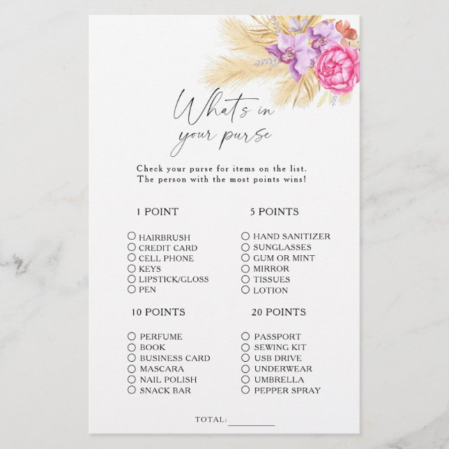 Boho grass - Qu'y a-t-il dans votre sac à main (Devant)