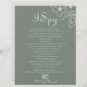 Boho Green Destination Floral I Spy Mariage Jeu