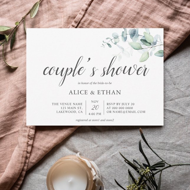 Boho Green Eucalyptus Couples Shower Invitation (Créateur téléchargé)