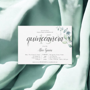`Boho Green Eucalyptus Quinceanera Invitation
