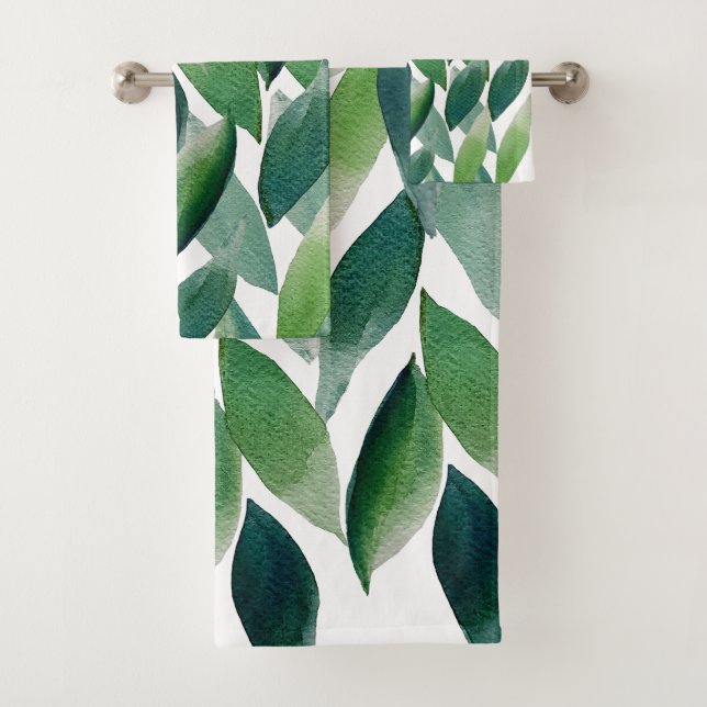 Boho Green Feuilles aquarelle peinte à la main (En situation)