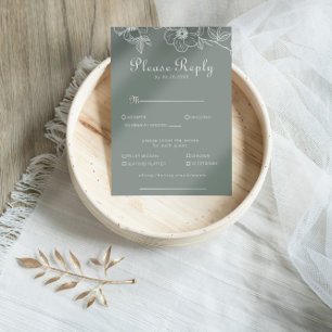 Boho Green Floral Mariage Menu Choix Répondre