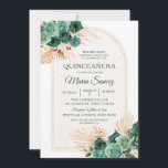 Boho Green Floral Mexicain Quinceañera Invitation<br><div class="desc">Boho Green Floral Mexicain Quinceañera Invitation</div>