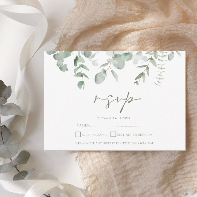 Boho Green Foliage Eucalyptus Mariage RSVP (Créateur téléchargé)