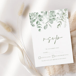 Boho Green Foliage Eucalyptus Mariage RSVP