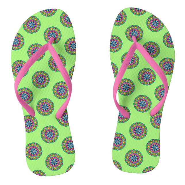 Boho Green Mandala Motif paire de tongs (Semelle)