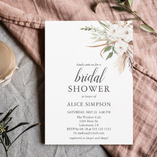 Boho Green Pampa Grass Bridal Showboat Invitation