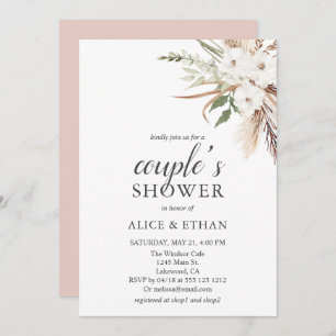 Boho Green Pampa Grass Couple Shower Invitation