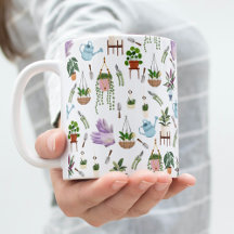 Boho Green Poted Plante Motif de café Mug