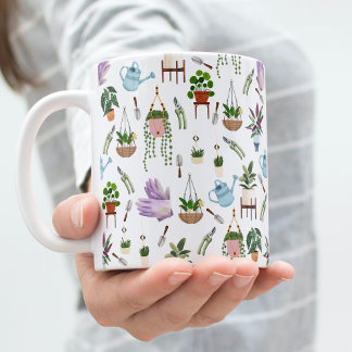 Boho Green Poted Plante Motif de café Mug