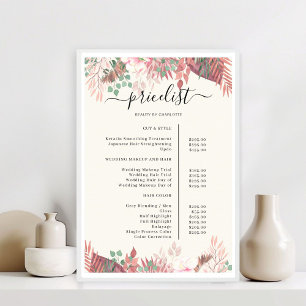 Boho Green Salon Liste des prix Poster