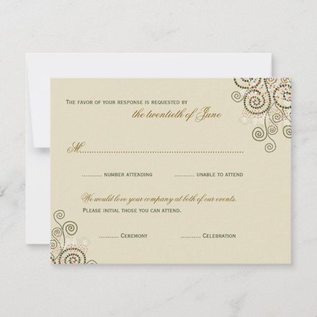 Boho Green Spirals Bar / Carte RSVP Bat mitzvah (Devant)