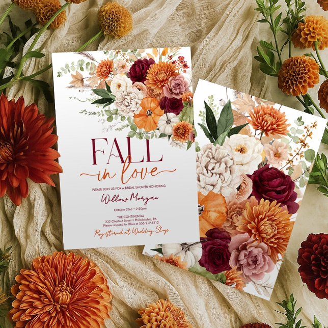Boho Harvest Fall In Love Bridal Shower Invitation (Créateur téléchargé)