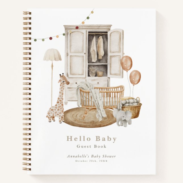 Boho Hello Baby shower Nursery garde-robe livre d' (Devant)