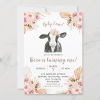 Boho Holy Cow Girl Anniversaire Invitation