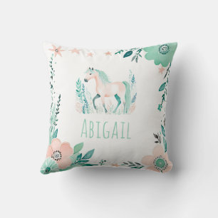 Boho Horse Personnalisé Coussin Pastel Green