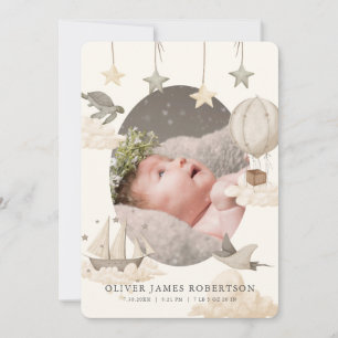 Boho Hot Air Ballotte Sky Faire-part de naissance