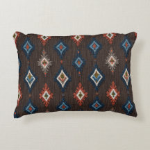 Boho Ikat Accent Coussin - Terrain Brown avec cora