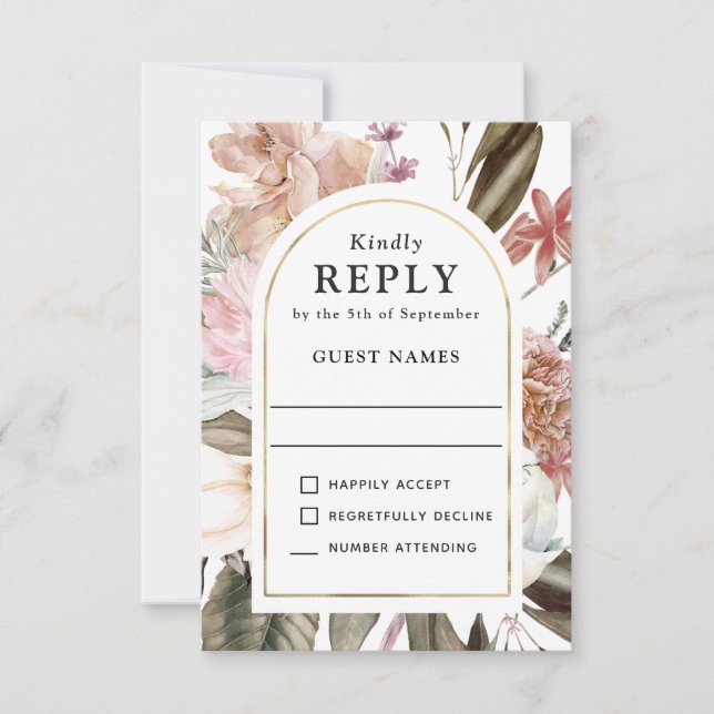 Boho Imaginaire aquarelle mariage floral RSVP (Devant)
