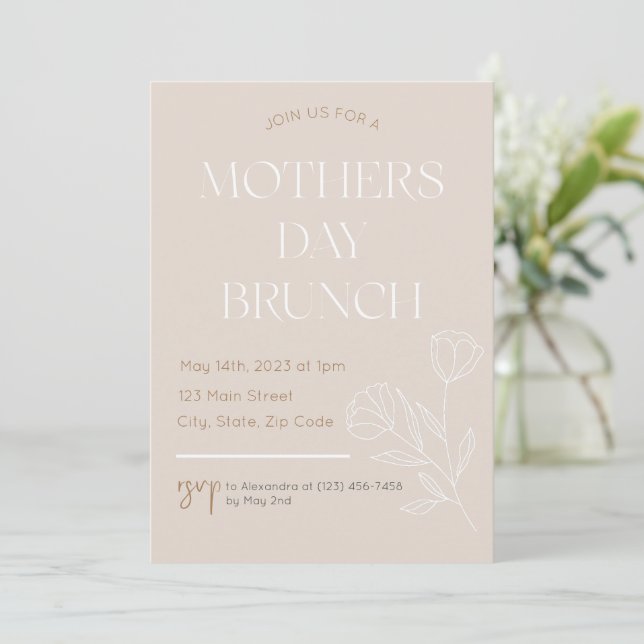 Boho Inspiré Mothers Day Brunch Invitation (Debout devant)