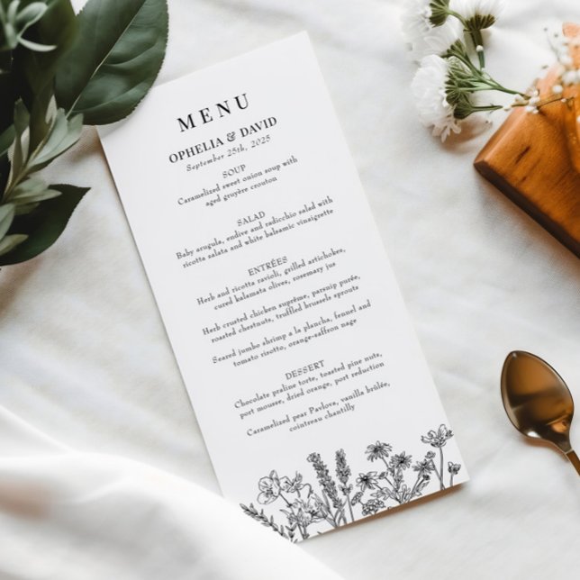 Boho Jardin Fleur sauvage Mariage Accueil Menu (Créateur téléchargé)