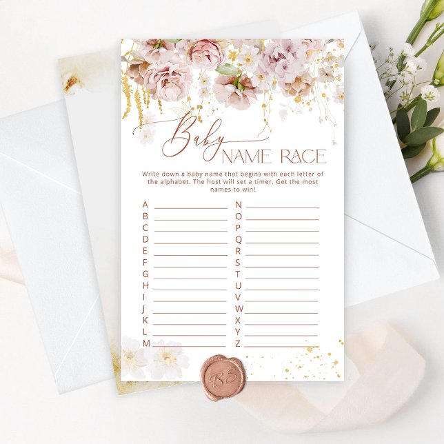 Boho jardin fleurs Baby nom race jeu (Créateur téléchargé)