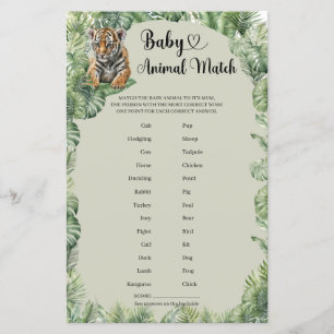 Boho Jungle Safari Animaux Bébé Animal Match jeu
