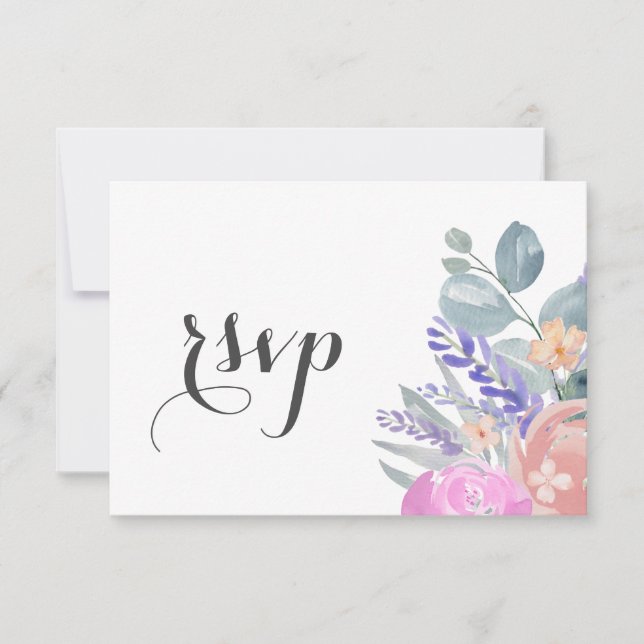 Boho Lavande Floral & Eucalyptus Mariage RSVP (Devant)