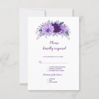 Boho Lavender Plum Floral Purple Mariage RSVP