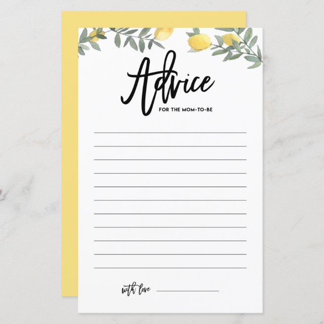 Boho Lemon Conseils pour que maman soit Baby showe (Devant / Derrière)