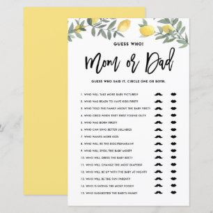 Boho Lemon Devinez Qui Maman ou Papa Baby shower J