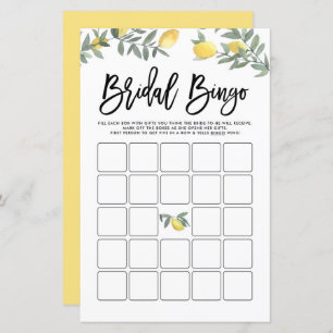 Boho Lemon Summer Fête des mariées Bingo Game Card