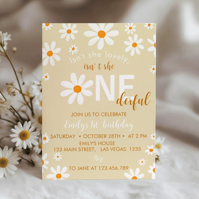 Boho Light Daisy Invitation de fête d'anniversaire (Créateur téléchargé)
