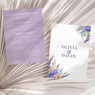 Boho Lilac Watercolor Programme de mariage des Fle
