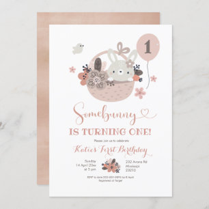 Boho Little Bunny Invitation Anniversaire