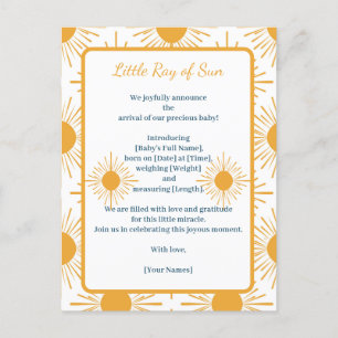 Boho Little Ray of Sun Faire-part de naissance