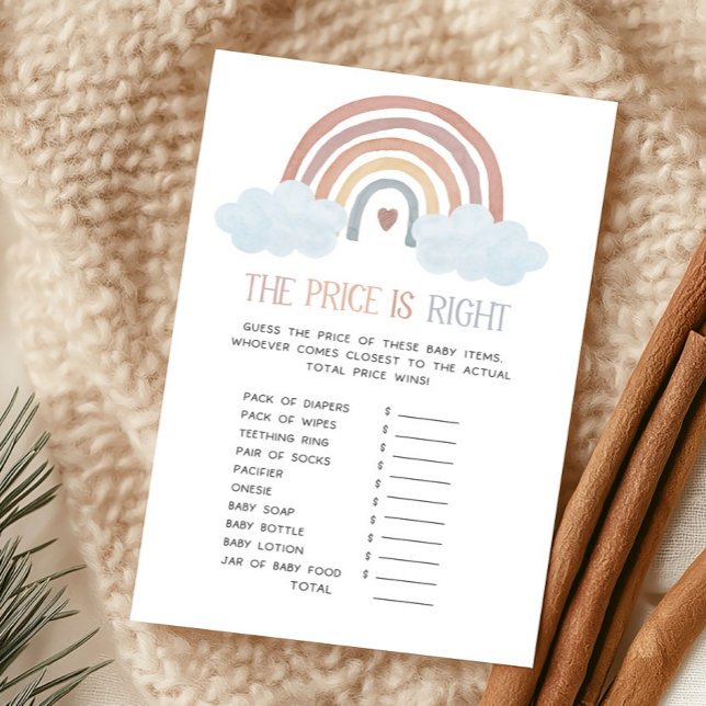Boho Little Ray of Sunshine Le Prix est juste (Boho Rainbow Baby Shower The Price Is Right Game)