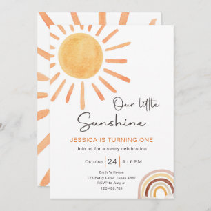 Boho Little Sunshine 1er Anniversaire Invitation S