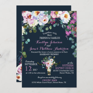 Boho Longhorn Faire-part de mariage floral